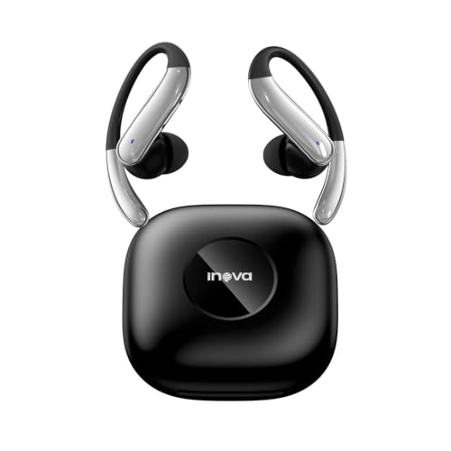 Fone de Ouvido Sem Fio, INAVA, Fone de Ouvido Esportivos Bluetooth 5.4, 48 Horas, com Indicador LED de Bateria, Prova d'água IPX7, Adequados para Exercícios Físicos e Corrida​ - Preto
