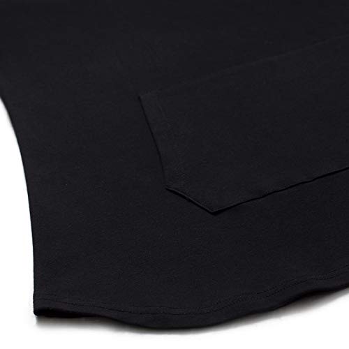 Sixother Black Tunic Hoodie for Women, Easy Fit Novelty Trendy Classic Petite Blouse for Fall Baggy Unique Semi-Formal Career Tops with Button XL Casual Blusas De Mujer De Moda En Oferta