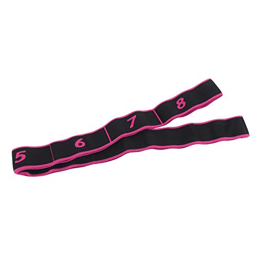 Fitness Elastic Band Yoga Pilates Training Strap 8 Sections Yoga Band for Body Stretching Warming -Up (Rose red)