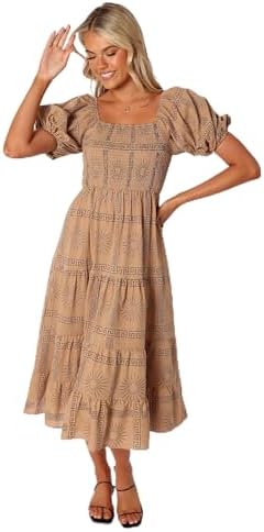 clo puff sleeve midi dress Petal and Pup Women's Clo Puff Sleeve Midi Dress