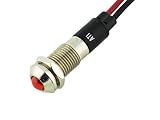 Alpinetech PL8B 8mm 5/16" 24V AC/DC LED Metal Signal Indicator Pilot Dash Light (Red)