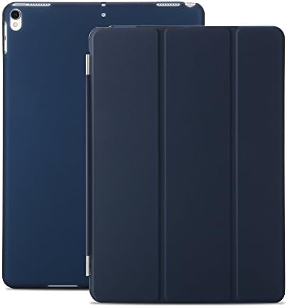 iPad Pro 10.5 Case, XULIS Two-Piece Separated Design Stand Transparent Back Cover Slim Auto Wake up/Sleep Function Protective Case for Apple iPad Pro 10.5 2017 Release (Tri- fold Dark blue)
