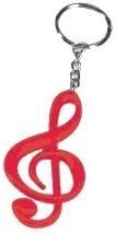 Music Themed Treble Clef Key Chain - Red