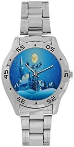 Fashions Merry Christmas Trees and Reindeers Team Men's Stainless Steel Analog Watch