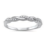 Infinity Braid Clear CZ Promise Ring New .925 Sterling Silver Band Size 10 (RNG14326-10)