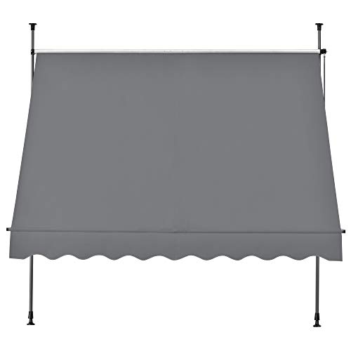 pro.tec Klemmmarkise Mittelgrau 400 x 120 x 200-300cm Markise Balkonmarkise Sonnensegel Sonnenschutz ohne Bohren – Bild 5
