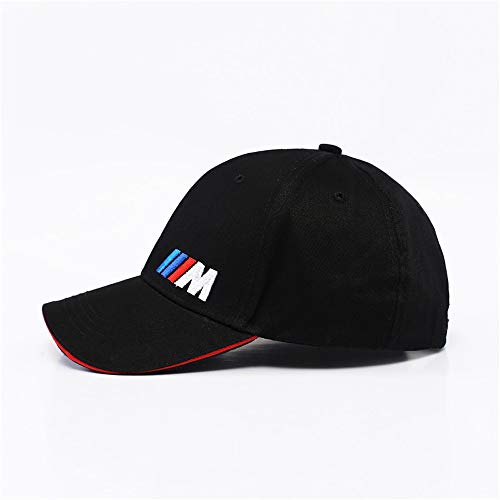 Car Logo M Series Adjustable Baseball Hat, Unisex Hat Sports Cap with Sporty Red Trim, Car Racing Motor Cap for BMW (Black)