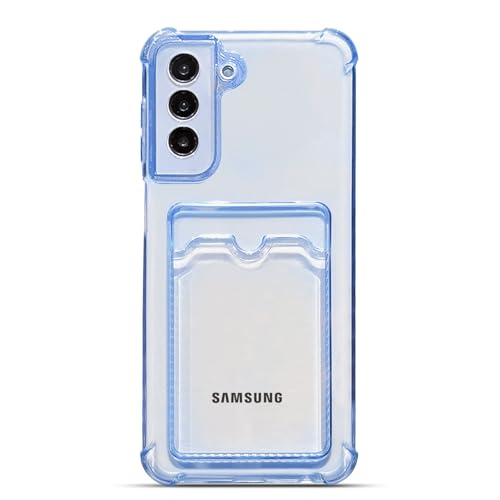 Tuokiou for Samsung Galaxy S21 Plus 5G Case Wallet Phone Cases Upgrade Slim Fit Card Slot Transparent Case Protective Soft Shockproof Clear Cases with Cute Card Holder for Galaxy S21 Plus 6.7"(Blue)
