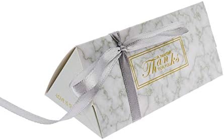 Kmall 50PCS 11.5 5.8 5cm White Marble Pattern Wedding Gift Candy Sugar Favor Box Kraft Paper Gift Super Cute Decoration Perfect for Your Bridesmaids and Party Guests Baby Shower Birthday