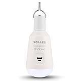 SOLLED Tent LED Light Bulb, Multi-functional LED Camping Lantern Bulb with 5V USB Charger, Portable Emergency Light Camp Light With Built-In Rechargeable Battery for Indoor & Outdoor Hiking Fishing