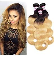 Bestsojoy 10A Brazilian Ombre Virgin Hair Body Wave Weft 3 Bundles 100% Human Hair Extensions Ombre Brazilian Body Wave Hair T1b/27 Color(12 14 16, T1b/27)