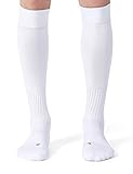 CelerSport 3 Pack Soccer Socks for Youth Kids Adult Over-The-Calf Socks with Cushion, White (3 Pack), X-Large