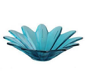 Romantic Decor and More Glass Daisy Birdbath 8 in. G290VF Aqua Transparent Wild Bird Feeder, Colored Birdseed Bowl