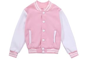 NICNZQI Kids Varsity Jacket Girls Boys Baseball Jacket Bomber Coat School Jackets with Pocket