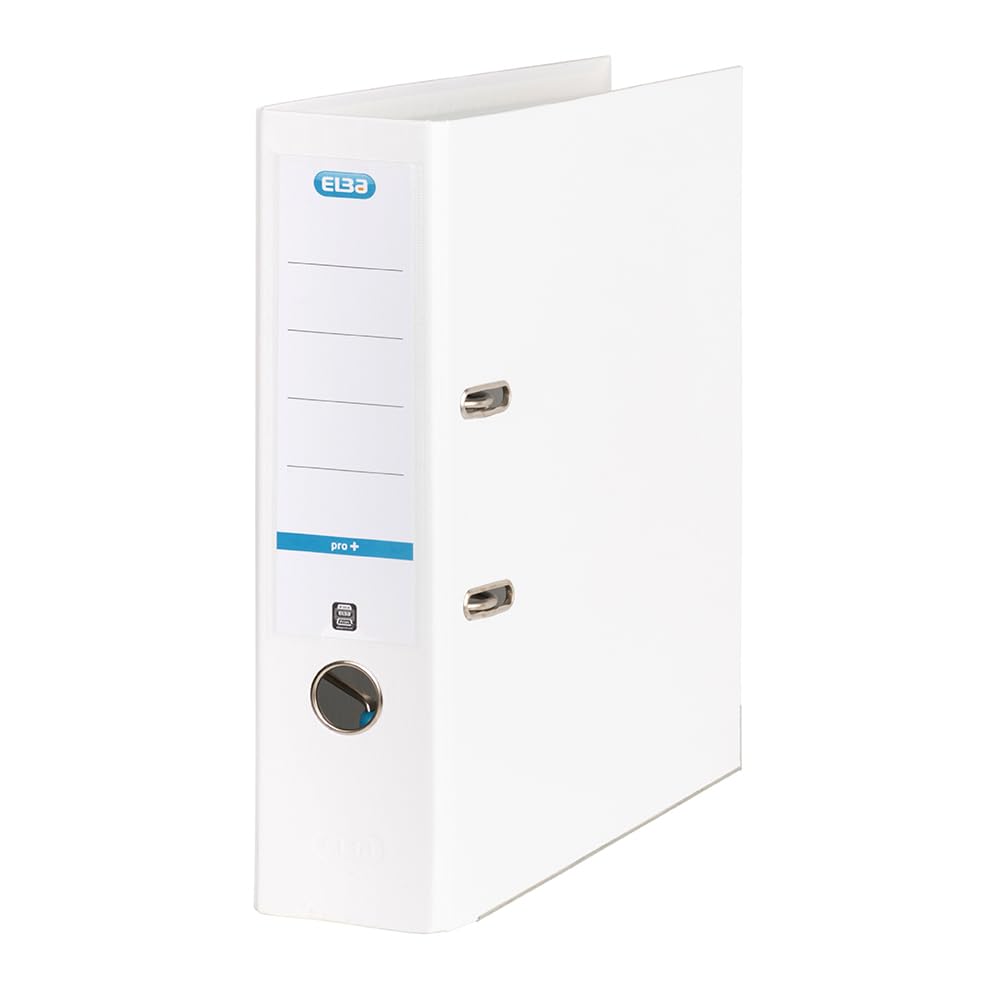 Elba A4 Lever Arch File, 570 Sheet Capacity, 80mm spine, Strongline Plastic on Board, Single, White