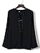 Persun Women Lace Up Front Split Side Plain Blouse, X-Large, Black
