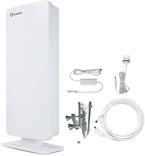 Outdoor TV Antenna, Antop HDTV Flat Panel Amplified HDTV Antenna Big BOY 80 Mile Multi-Directional Reception with 4G LTE Filter and Smartpass Amplified (40ft Coaxial Cable Include)