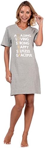 Cozy Loungewear Sleepwear Women's Printed Cotton Short Sleeve Summer Nightgown