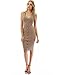 PattyBoutik Women V Neck Sleeveless Knit Dress (Tan Small)