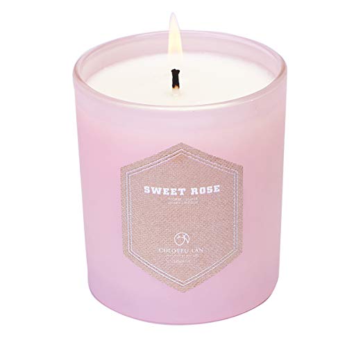 Sweet Rose Scented Candle Soy Wax Long Burning (50 hours) Strong Fragrance Aromatherapy Candles for Home Wedding Festival Decorative, Stress Relief Romantic Dinner and Best Friend Gifts(Pink)