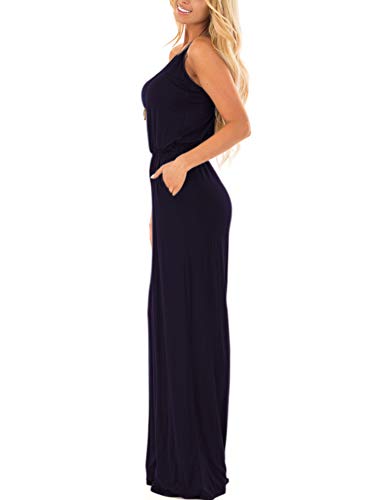 image for REORIA Women Summer Casual Loose Spaghetti Strap Sleeveless Open Back 