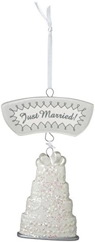 Just Married Wedding Cake Resin Stone Christmas Tree Ornament