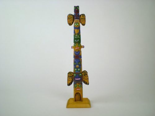 Wood Carved Detailed Alaska Totem Pole 9"