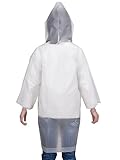 Mudder Kids Children Rain Poncho Raincoat Portable with Hoods and Sleeves (White)