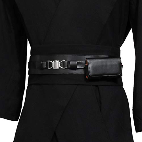 Jila Men & Kids Tunic Hooded Robe Cloak Knight Gothic Fancy Dress Halloween Masquerade Cosplay Costume Cape (L, Black Tunic Cloak Set)