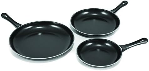 Heuck H32003 3-Piece Carbon Steel Nonstick Skillet Set, Black