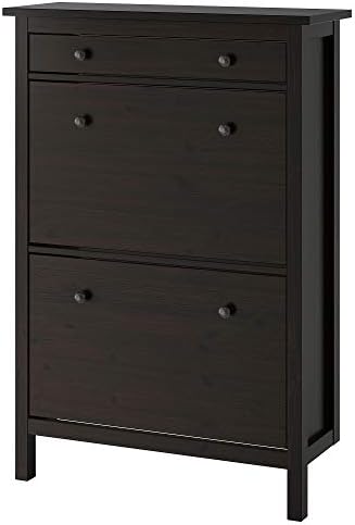MBI Shoe cabinet with 2 compartments Black-brown, Assembled size: Width: 89 cm, Depth: 30 cm, Height: 127 cm, Free height under furniture: 12 cm