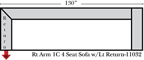 Omnia Leather Sunset Right Arm 1 Cushion 4 Seat Sofa with Left Return in Leather, Chocolate Legs, Navajo Ivory