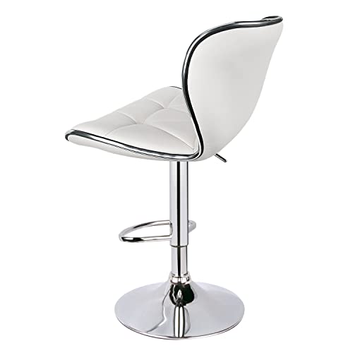 Leopard Shell Back Adjustable Swivel Bar Stools, PU Leather Padded with