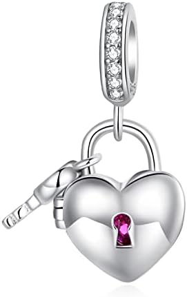 Teleye Heart Lock Key Pendant Charm 925 Sterling Silver Charm
