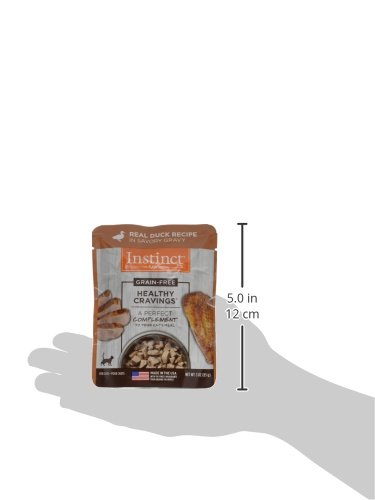 INSTINCT HEALTHY CRAVINGS NATURAL WET CAT FOOD TOPPER, GRAIN FREE RECIPE – REAL DUCK, 3 OZ. POUCHES (PACK OF 24)