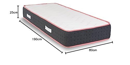 Francegaglia® Healthy Relax Mattress 1600 Pocket Springs & Memory with 3D Breathable Band + Memory Flake Pillow – Height 25 cm – Medical Device Removable 80 x 190 cm