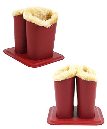 JAVOedge [2 in 1] Double Soft Plush Lining Eyeglass Stands holder Case For Desks Or Nightstands, Brown - Thumbnail 3
