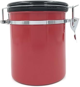 DEALSOCEAN 1.5L Stainless Steel Coffee Canister Coffee Vault Kitchen Storage Airtight Container Bonus Free Scoop (Red)