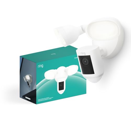 Ring Flutlichtkamera Pro Kabel (Floodlight Cam Wired Pro) | Außenkamera mit 2K-Video mit Ring Vision, 3D-Bewegungserfassung, Sirene, Überwachungskamer