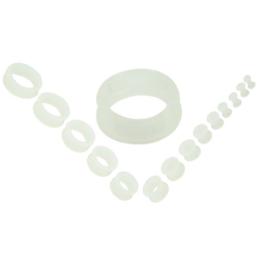 14-Piece-Clear-Transparent-Silicon-Double-Flare-Flesh-Tunnel-Ear-Plug-Set-1pcs-Each-Size