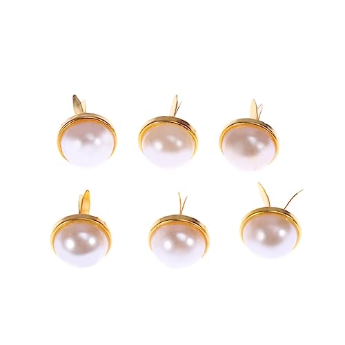 Generic 100 Pcs Pearl Metal Brads Fastener for DIY Crafts Scrapbooking Cardmaking Christmas Decoration Golden Unique Design for Creative Projects