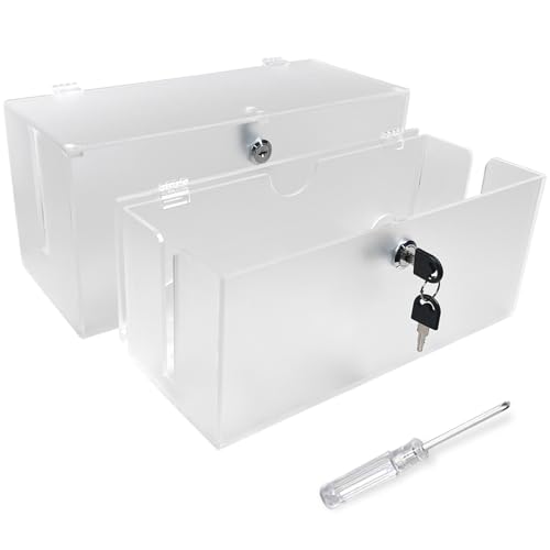Cable Management Box with Lock,Cable Organizer Box & Power Strip Cover,Frosted Acrylic, Wire Storage and Organization for Cords 2024 Upgraded,Suitable for TV, Computer,Child and Pet Proof(2PC)