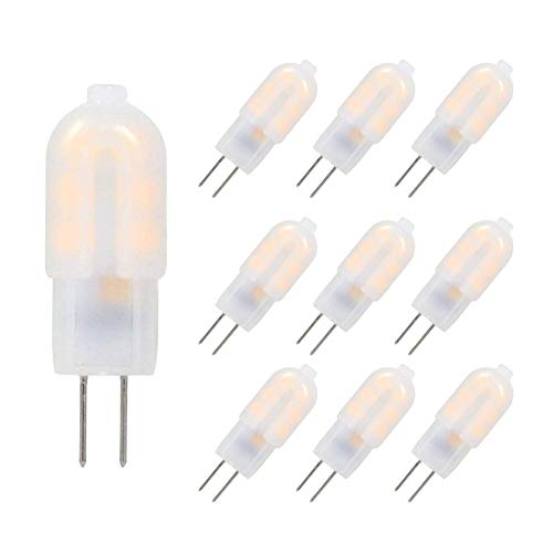 G4 LED Light Bulb, AC/DC 12 Volt, Mini 2W LED Bulb Lighting Equivalent 15W-20Watt T3 JC Type Halogen Track Bulb Replacement, G4 Bi-Pin Base, Warm White 2700K-3000K Light Lamps, Not-Dimmable(10-Pack)