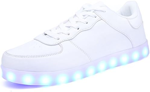 Ryanmay Shiny Night LED Light Up Shoes USB Charging Flashing Sneakers For Kids,A1011,White,38