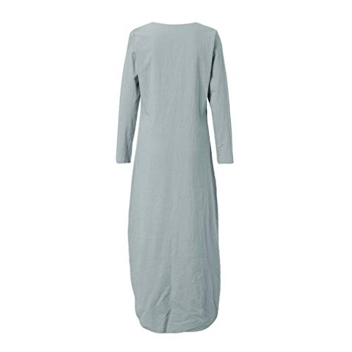 Ximandi Women’s Boho Linen Sleeveless V-Neck Maxi Dress Casual Split Hem Baggy Kaftan Long Dress