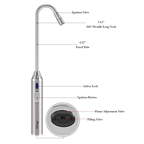 Butane Lighter Torch Lighter Jet Flame Long Lighter Refillable Butane Lighter Flexible Grill Lighter for Gas BBQ Camping Fire Fireplace Lighter(Butane Not Included for Shipping Safety) - Thumbnail 5