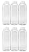 16oz Clear Plastic PET Bottles w/White Tamper-evident Caps (6 pack) for Juice, Kombucha, Iced Tea, Smoothies & More