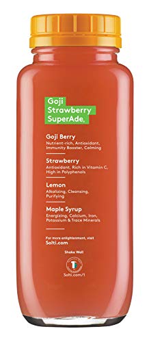 Sol-ti Goji Strawberry SuperAde Organic Cold Pressed Juice - Refreshing Nutrient-Rich Beverage, 9PK