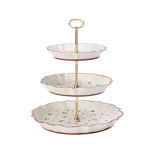 Villeroy & Boch – Toys Delight Cake Stand Large, 3-tier Etagere 4 Pieces, Christmas Decoration Indoor, Table Decoration Xmas, Premium Porcelain