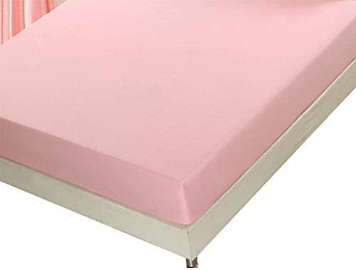 Authda Fitted Sheet 360 Degree Elasticated Hem Height of Approx 28cm Cotton Breathable Fitted Sheet Various Sizes Colours (Pink, 120 x 200 x 28cm)